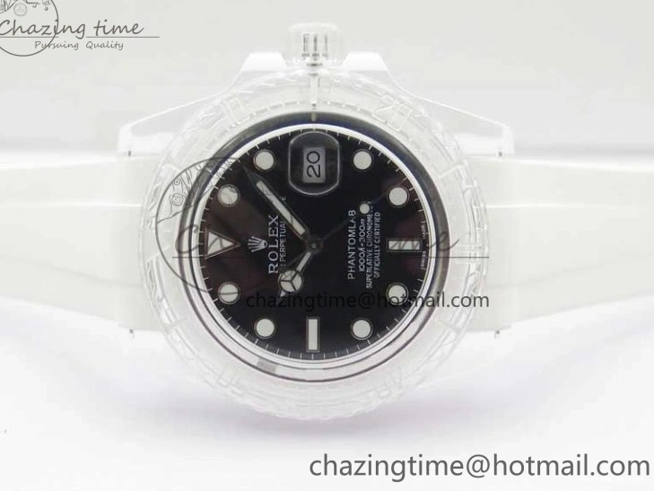 0112 Submariner Phantomlab Transparent KZF Best Edition Black Dial on White Rubber Strap VR StreetReady 2567